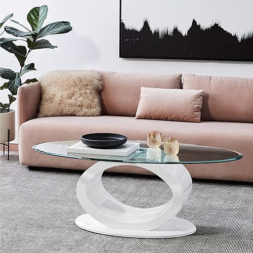 Miniatura 2 de Furniture of America Modine - Mesa de centro de cristal contemporánea, color blanco