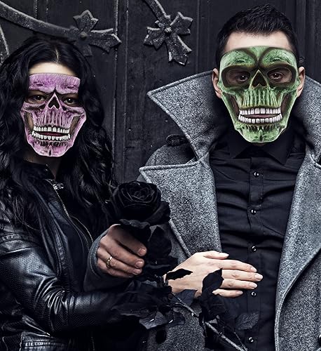 Miniatura 7 de Máscara de esqueleto, disfraz de calavera Steampunk, accesorio de disfraz de cara completa para Halloween, fiestas y eventos de terror