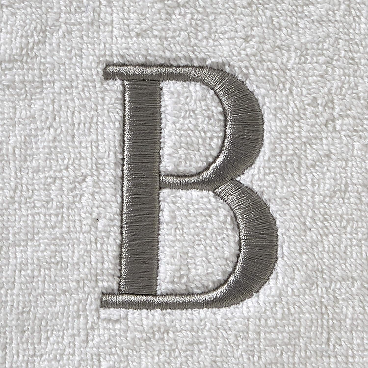 SKL Home Casual Monogram Hand Towel Set, B, 16x26, White 2 Count - Image 2