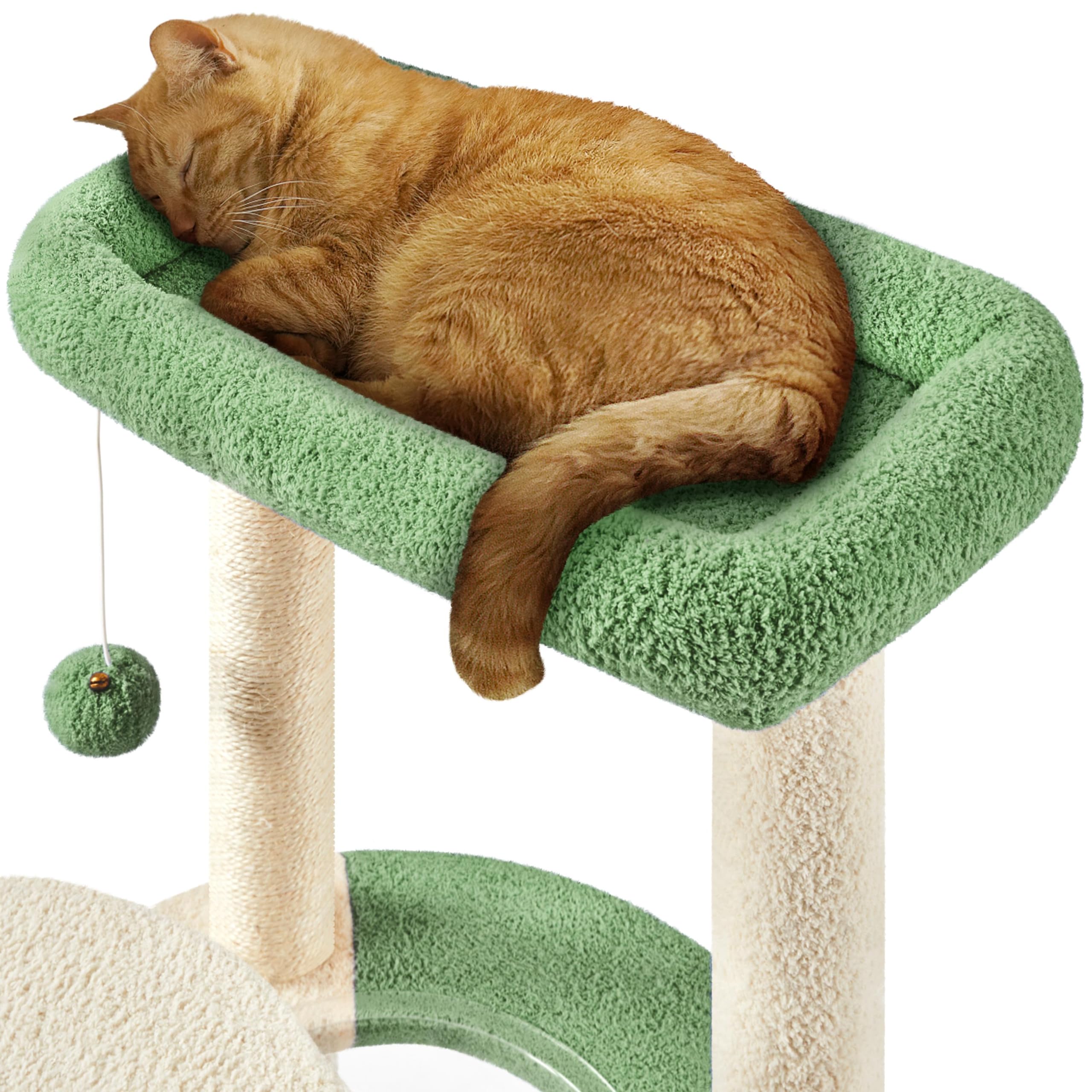 Yaheetech Albero Tiragraffi per Gatti in Sisal Cuccia per Gattini Gioco Gatto con Ciotola Altezza 90cm Verde Militare e Beige