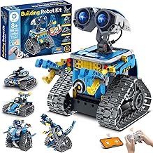 Sillbird Robot Building Kit with Remote Control STEM Gifts for Boys Ages 8-12, Technic Coding Robotic Toys for Kids Birthday, Build 5in1 Models with 488 Pieces - Blue