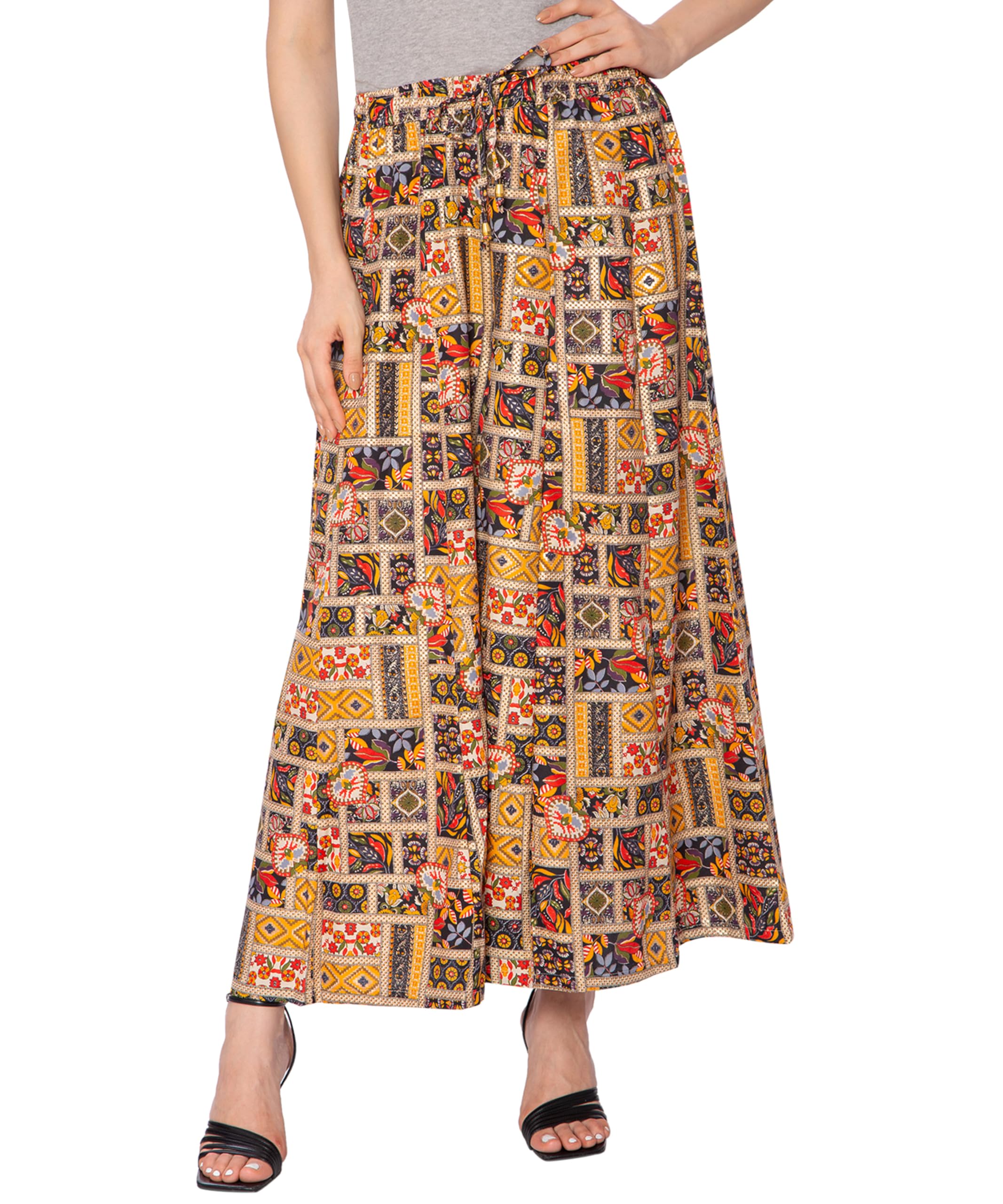 tnq Women Rayon Full Flare Printed Sharara|| Summer Printed Palazzo || Plus Size Multicolord Print Palazzo Pants (IN, Alpha, L, Regular, Mustard.Navy)-picture-22