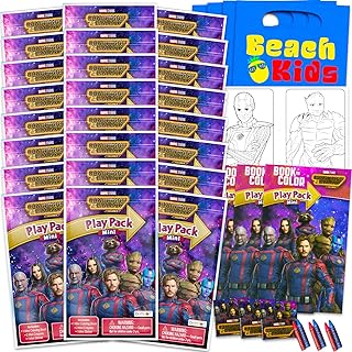 Marvel Guardians Of The Galaxy Mini Party Favors Set for Kids - Bundle with 24 Mini Guardians Of The Galaxy Grab n Go Play Packs with Coloring Pages, Stickers and More (Birthday Party Supplies)