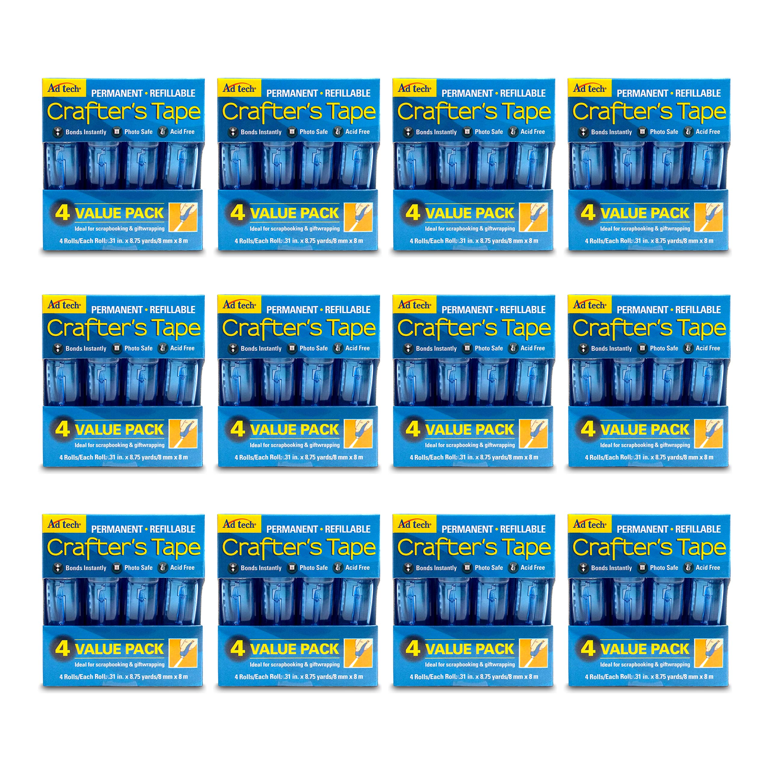 AdTech Glue Runner For Scrapbooking Supplies, case pack, Clear 12 4pk cartridges,05603-CASE