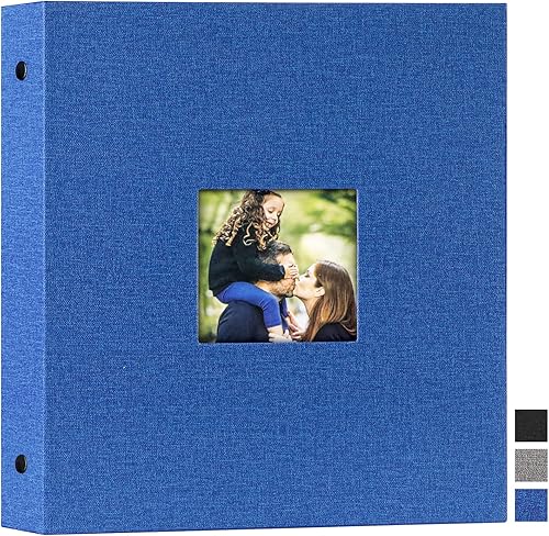 Lanpn Álbum de fotos de 6 x 6 pulgadas, tapa dura de lino, sin ácidos, deslizante, fundas para álbumes de fotos, capacidad para 50 cargas superiores
