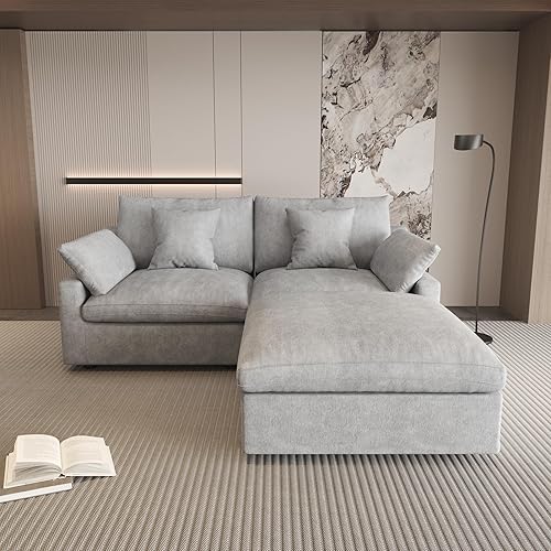 Miniatura 45 de WJShome - Sofá seccional modular en forma de nube para sala de estar, sofá de 160" con relleno de plumón en forma de U con otomano, sofás