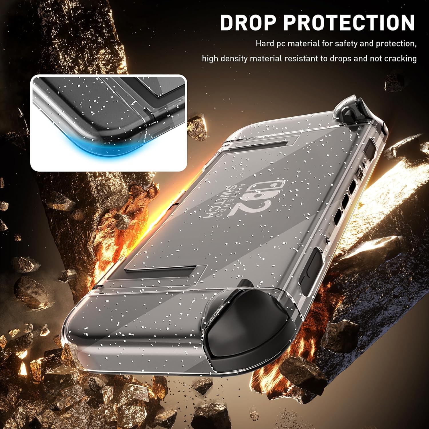 PAWDIARY Clear Switch 2 Accessories Case, Glitter PC Switch 2 Protective Cover for New Switch 2025 Console & Controller Grip with HD Screen Protector and 4 Thumb Caps, Sparkle Hardshell Skin Kit - Image 2