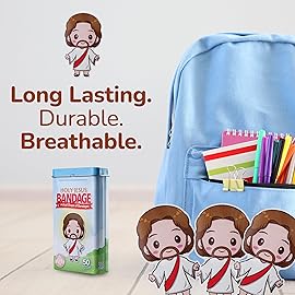 BioSwiss Bandages, Holy Jesus Shaped Self Adhesive Bandage Set, Latex Free, Sterile Wound Care, 50 Count