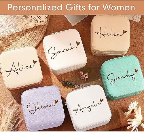 Miniatura 3 de DayOfShe Joyero personalizado con nombre, relleno de calcetines de Navidad para mujeres, adolescentes, niñas, regalo personalizado de viaje, joyero