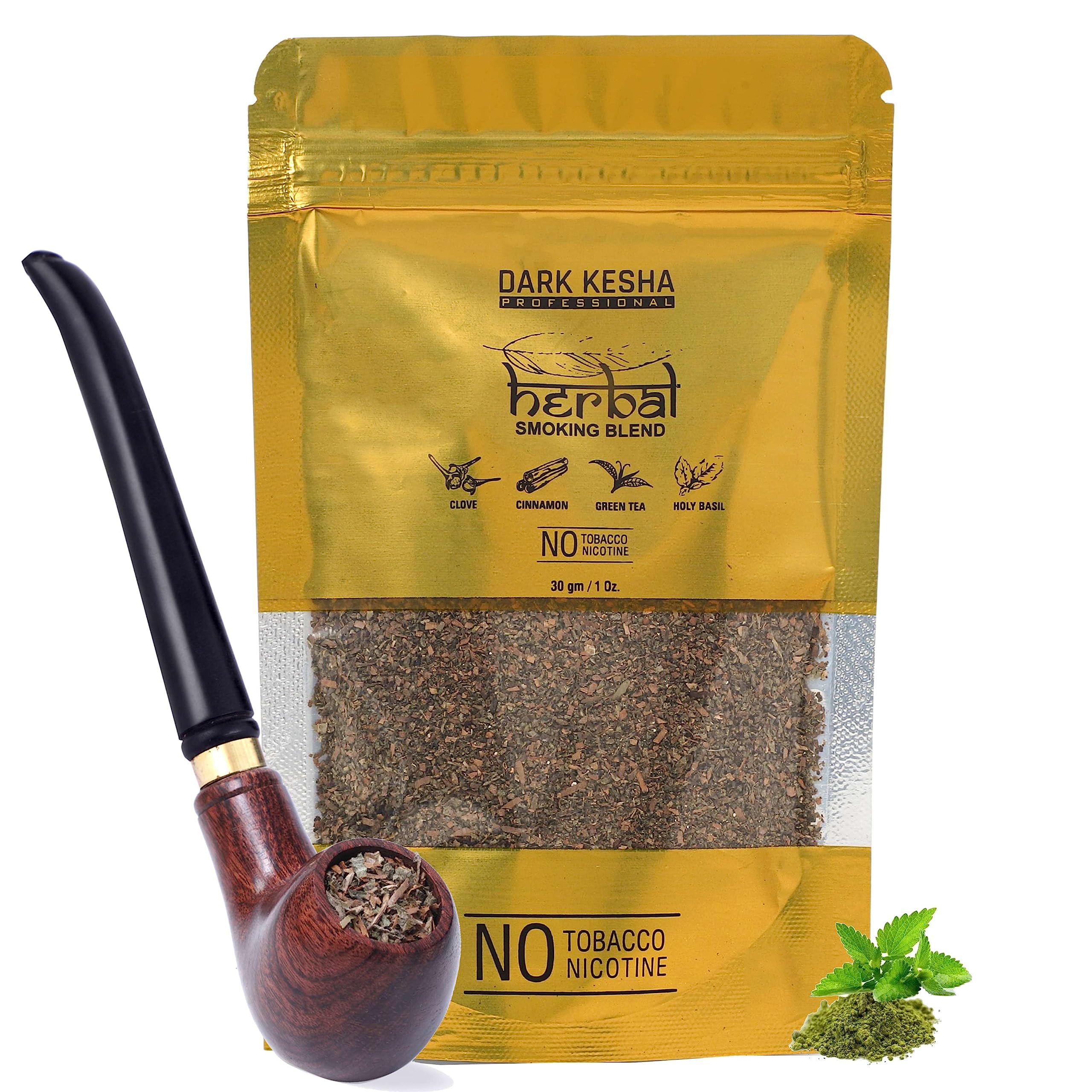 Dark Kesha Ayurvedic Herbal Smoking Mixture Blend 30 gram - 100% Tobacco Free and Nicotine Free With Classic Smoking Pipe Wooden| Made Of Natural Clove, Tulsi and Other Ayurveda Herbs(De Addiction)-image-39