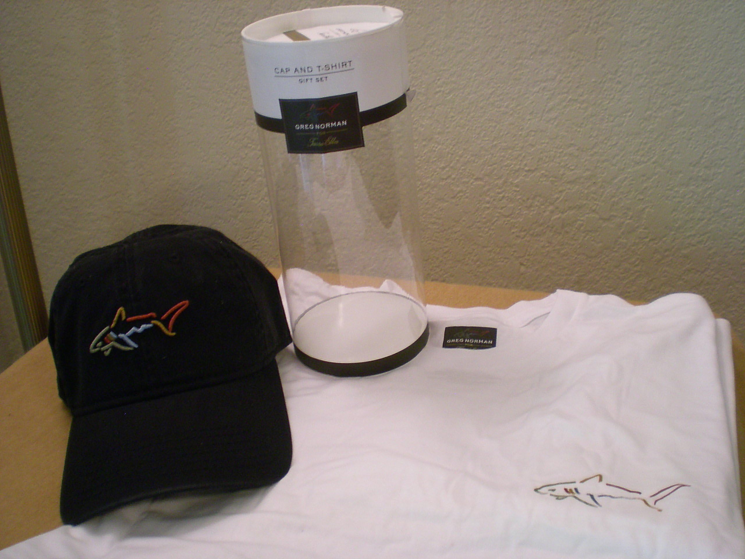 SRM Gs-002 Black Cap and White T-shirt Gift Set Greg Norman for Tasso Elba