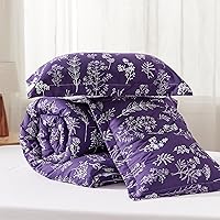 Vista 73 de Bedsure Juego de edredón de tamaño Queen, color lavanda, lindo, floral, regalo para mujer, 3 piezas, 1 suave edredón reversible con flores y 2
