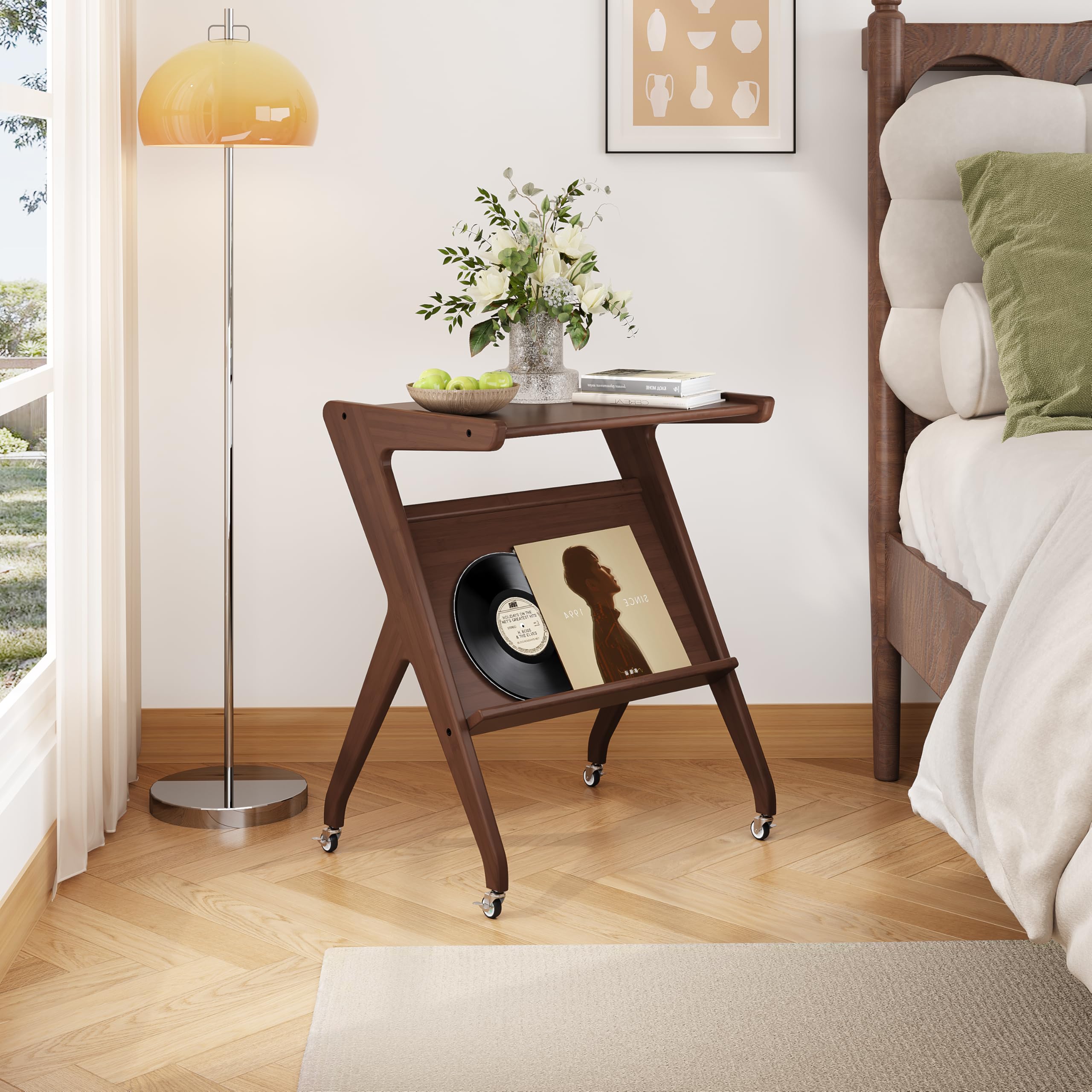 Amazon.com: ZIYOO Solid Wood Mobile Side Table with Lockable