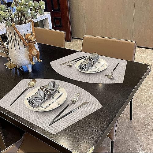 Miniatura 194 de SHACOS - Manteles individuales de PVC para mesas redondas, manteles individuales con curvatura, antideslizantes, resistentes al calor, de vinilo,