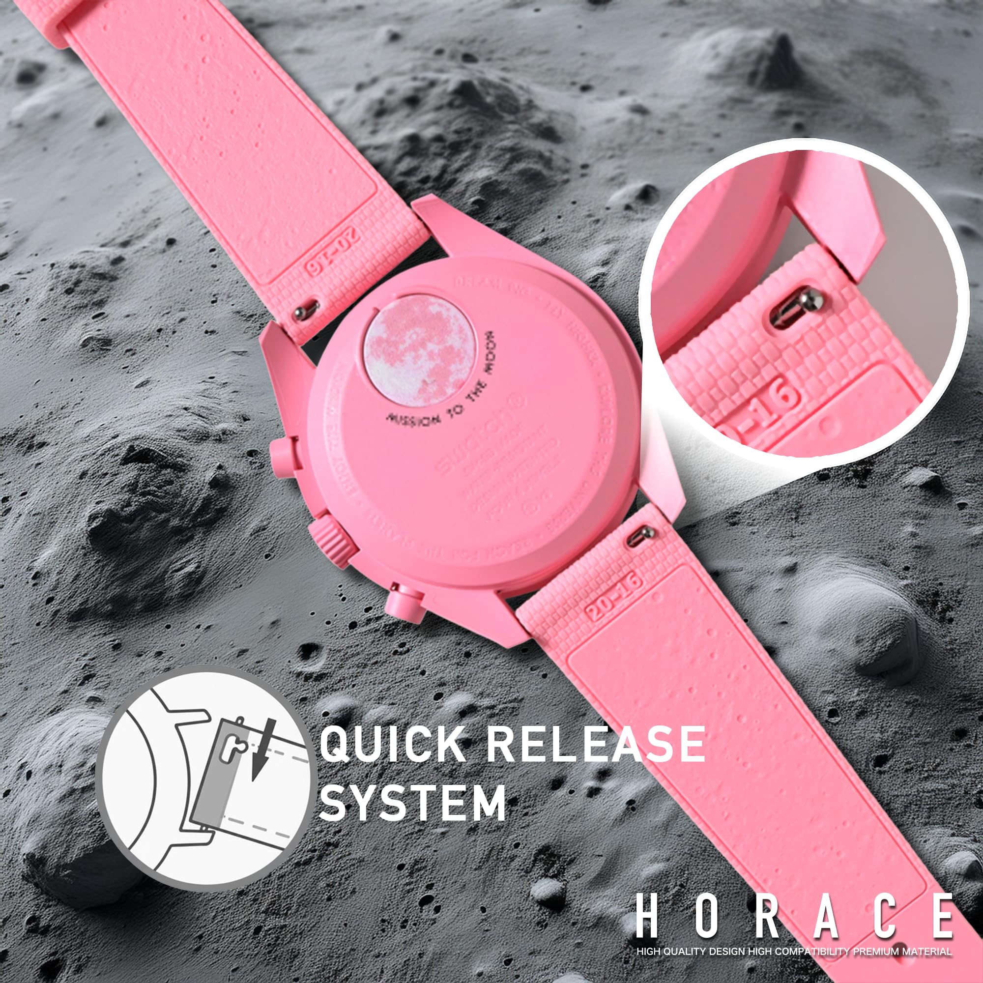 HORACE Cinturino universale in silicone liquido da 20 mm a sgancio rapido compatibile con Omega x Swatch MoonSwatch
