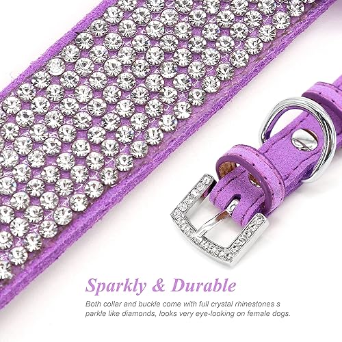 Miniatura 2 de PET ARTIST Collar de perro con diamantes de imitación brillantes con bonita flor, collar de piel de ante suave para perras, para cachorros,