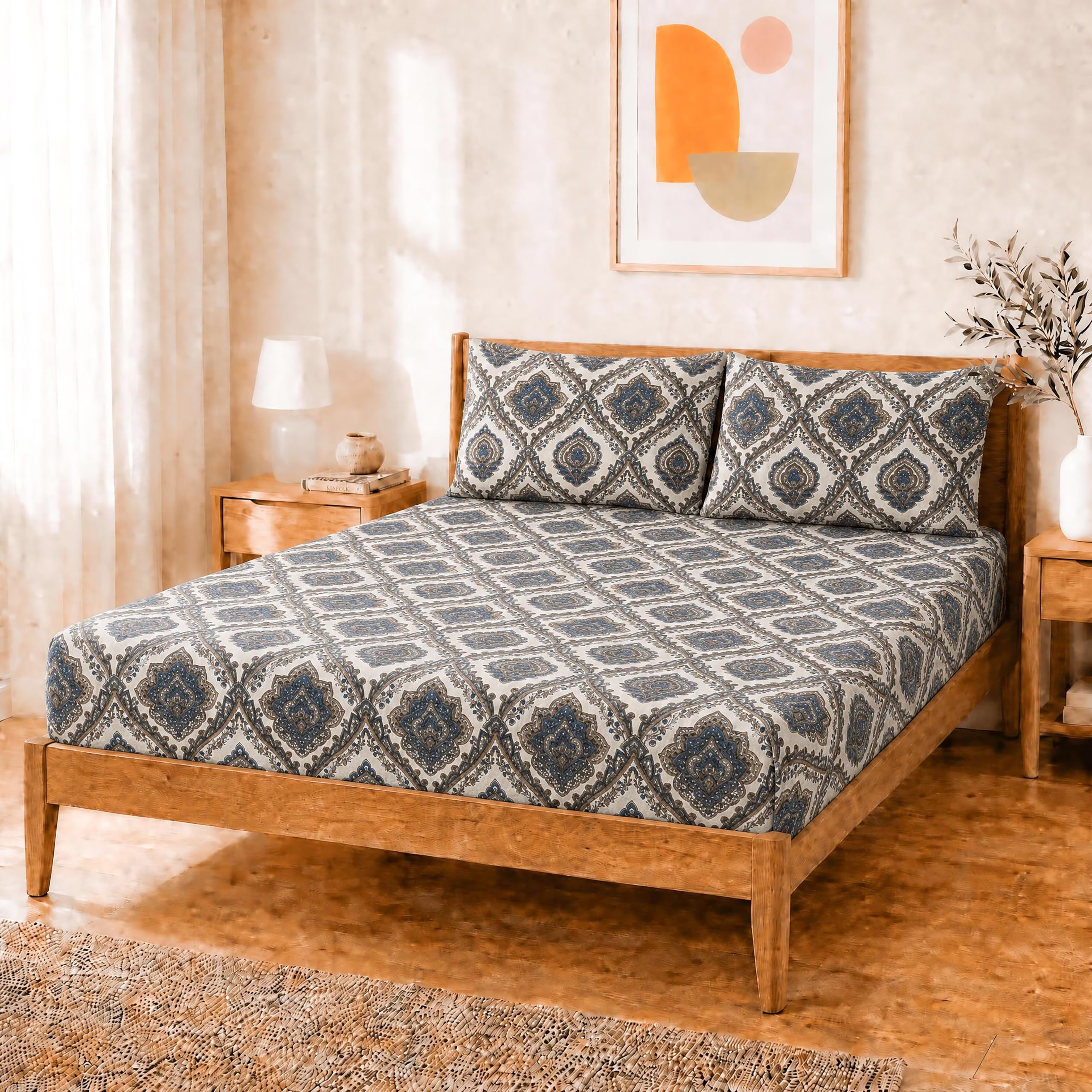 Salt Earth Queen Fitted Sheet - Cotton Feel & Deep Pocket -23