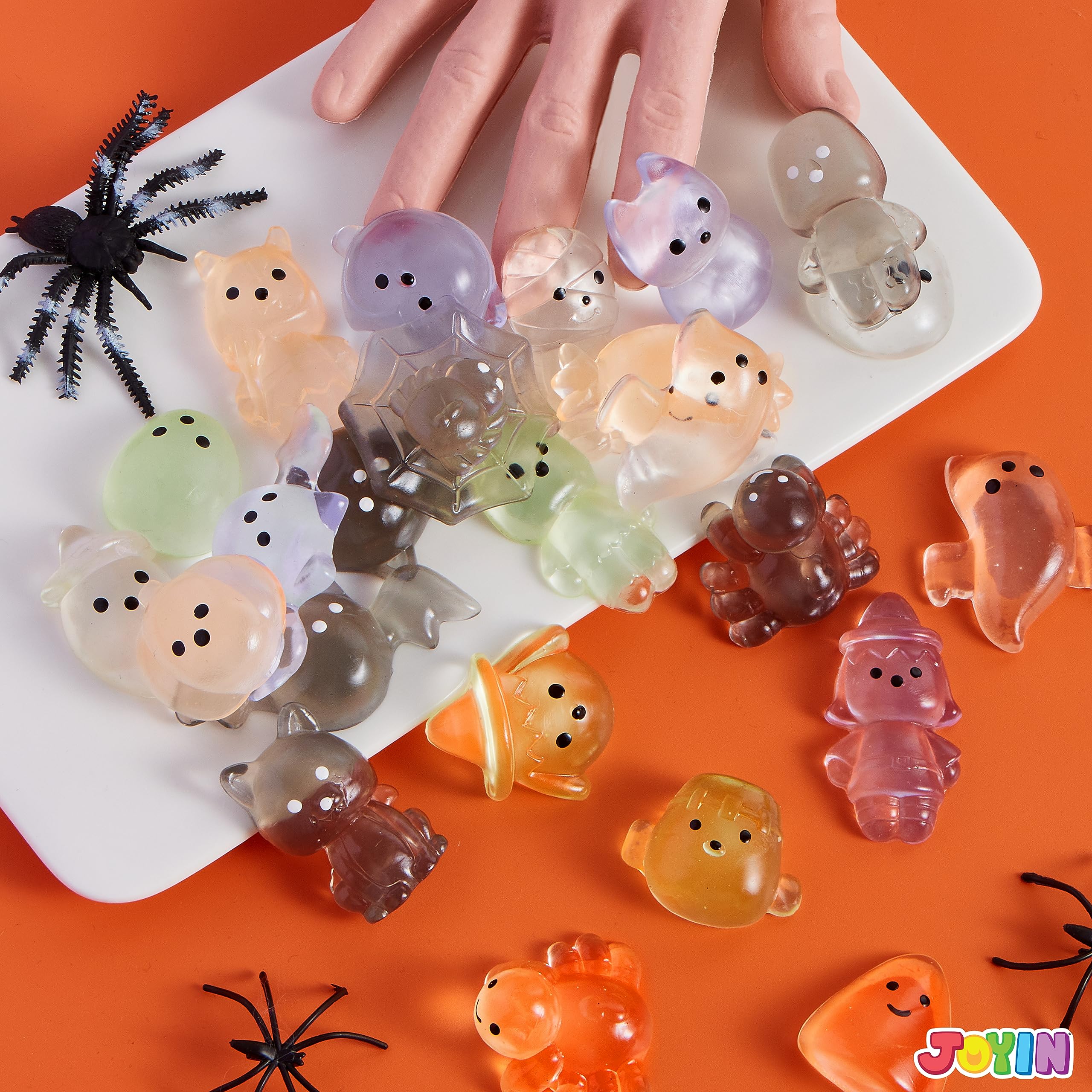 JOYIN 24 Stück Halloween-Mochi-Quetsch-Spielzeug, weiches Quetschspielzeug, niedliches Quetschspielzeug, Stressabbau-Spielzeug, Halloween-Partygeschenke für Kinder, Süßes oder Saures
