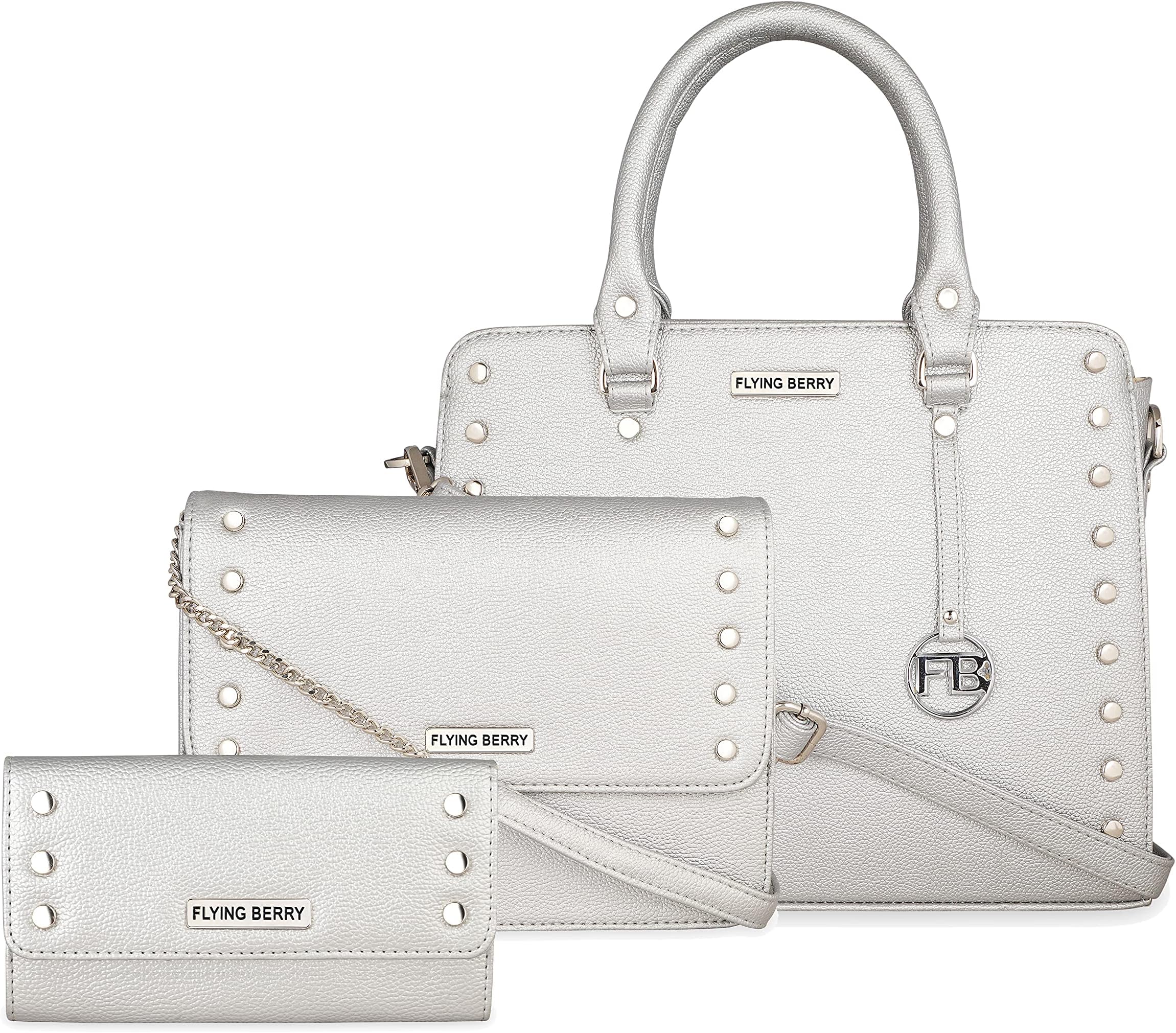 FLYING BERRY Women's Handbag (Set of 3) (FB 2204 COMBO_Silver)…
