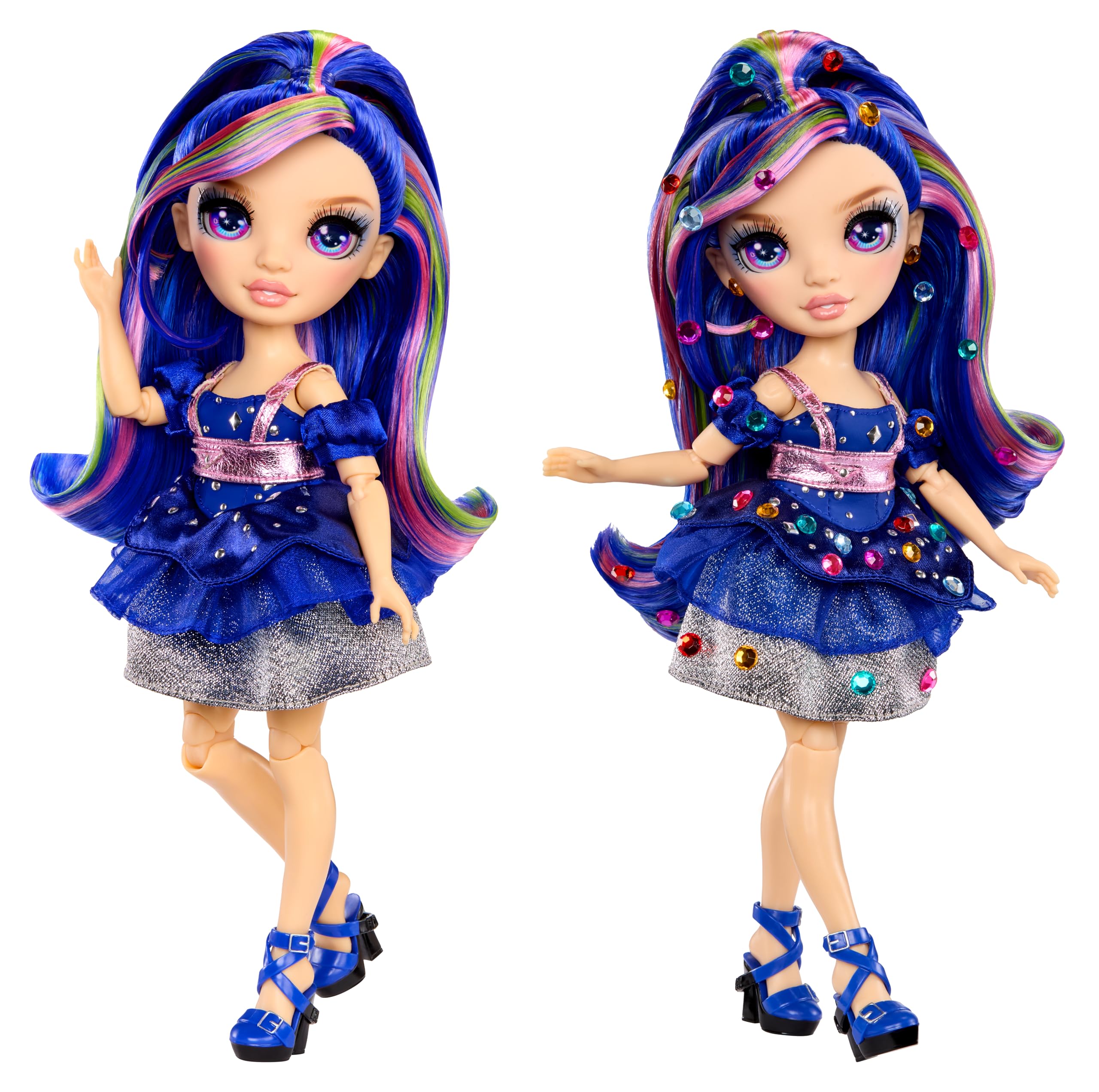 RAINBOW HIGH Be Dazzling - Genevieve Bleue - Poupée Mannequin Bleue de 28 cm avec Outil d'Éblouissement, Pierres Précieuses Scintillantes et Accessoires de Stylisme - 3