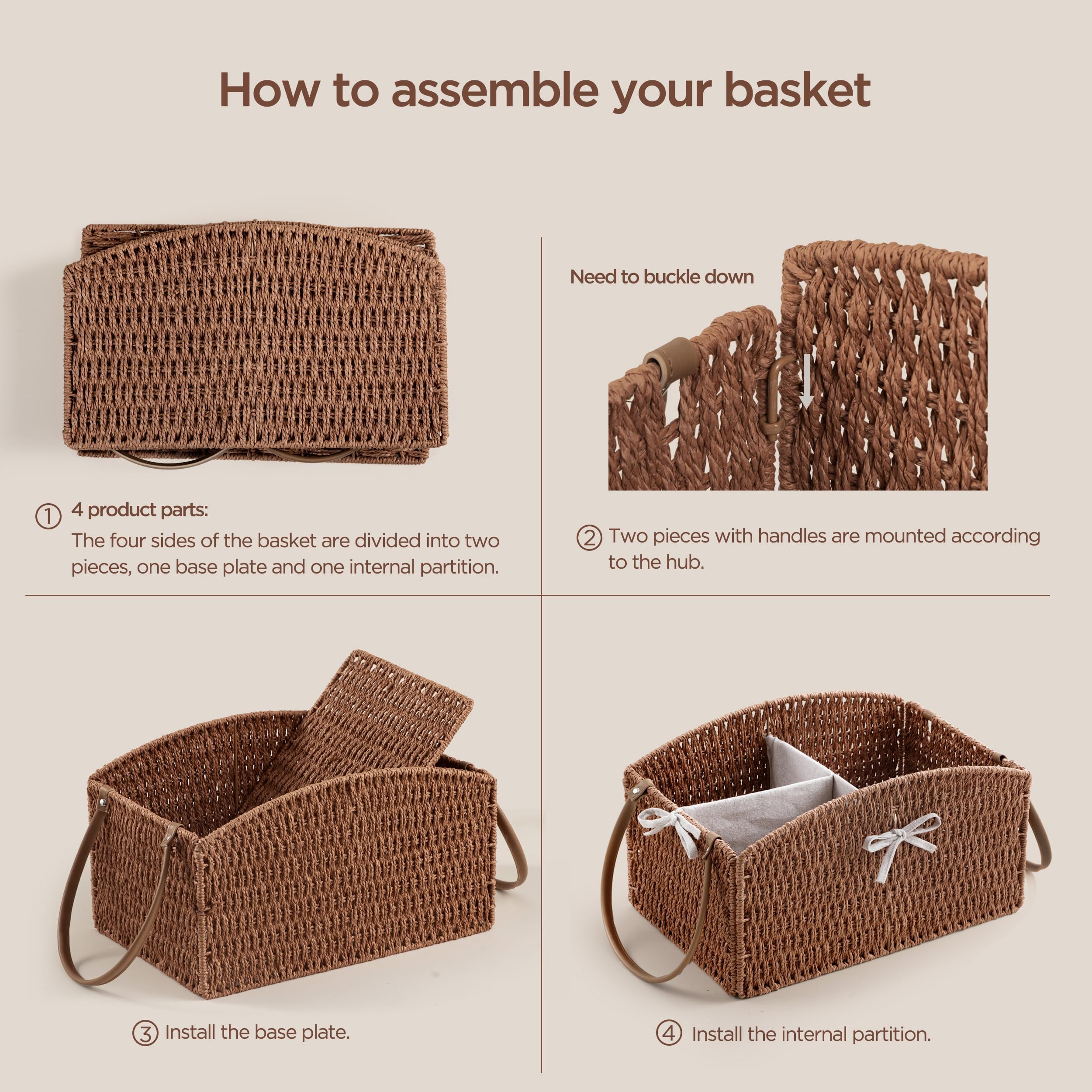 HBlife Grand panier de rangement tissé à la main pour couches et essentiels de bébé – Design incurvé élégant, cadeau idéal pour fête prénatale et liste de naissance
