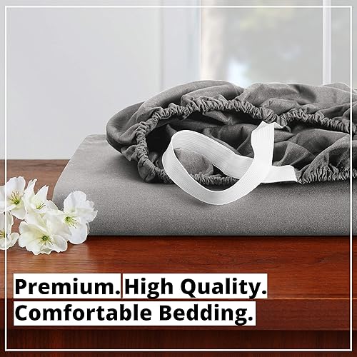 Miniatura 6 de Empyrean Bedding Sábana bajera ajustable de 14 a 16 pulgadas de profundidad para colchón estándar – Sábana de lujo sedosa suave de doble cepillado –