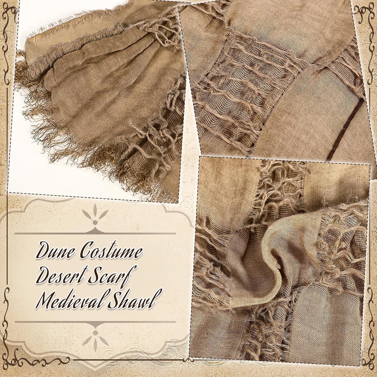 Post Apocalyptic Hooded Shawl Scarf Medieval Renaissance Cowl Cloak Cape Tattered Viking Wizard Costume for Men Women
