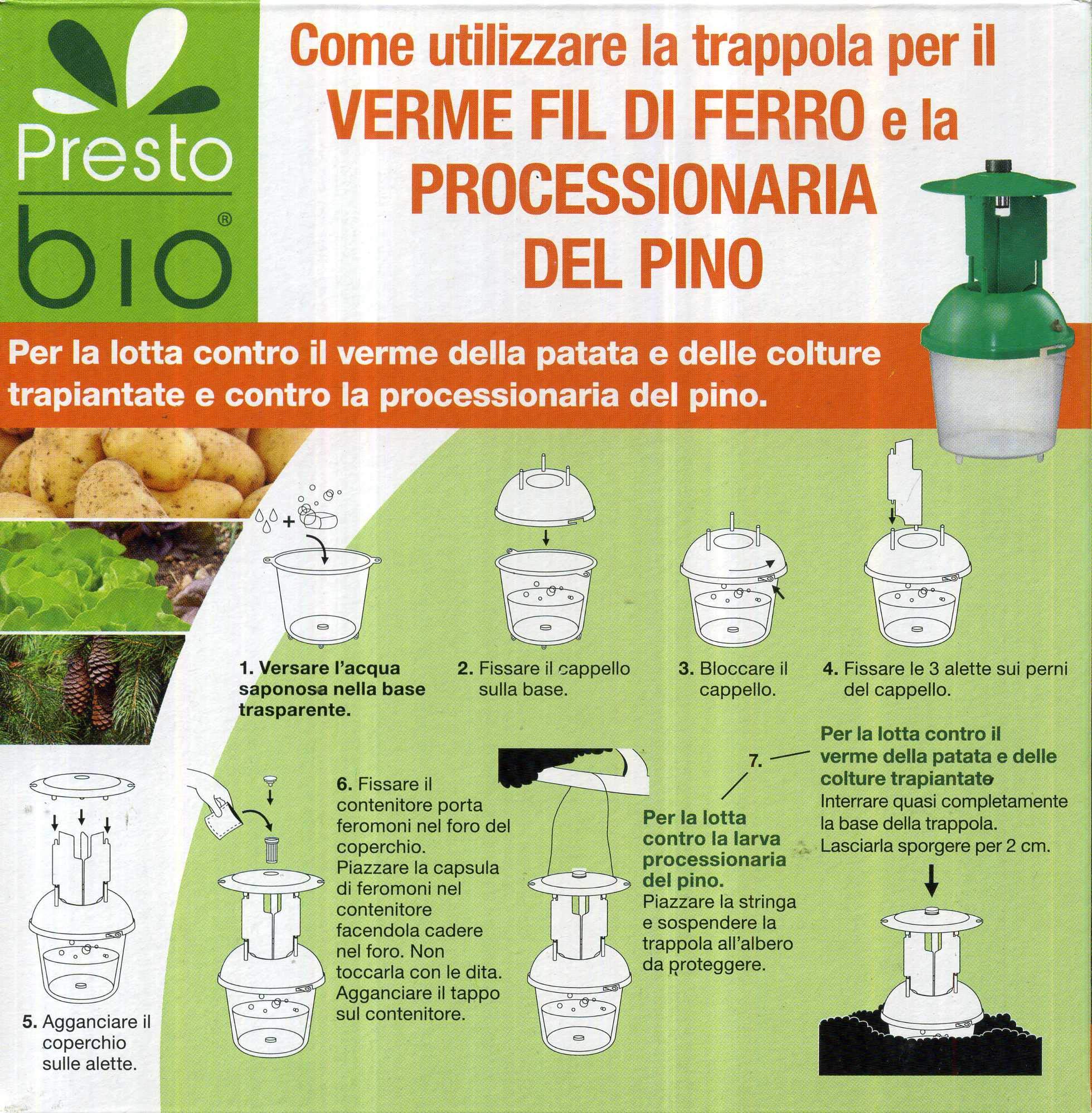 Trappola a ferormoni per la Cattura di Vari Insetti Completa con Due Capsule di ferormoni specifici (Verme della Ciliegia)