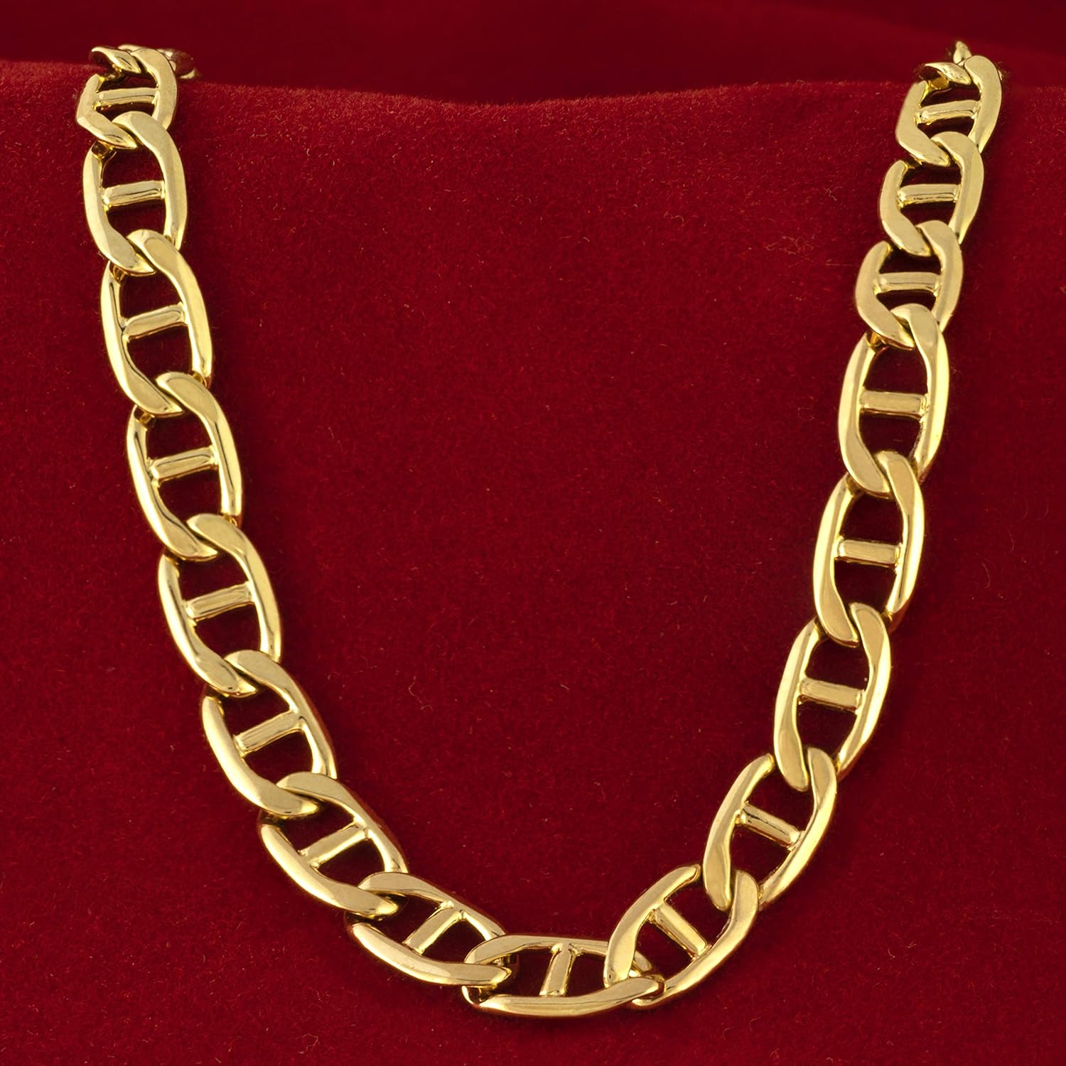 LIFETIME JEWELRY 6mm Mariner Link Chain Necklace for Women & Men 24k Gold Plated