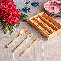Vista 3 de Totally Bamboo 12-Piece Reusable Bamboo Flatware Set with Portable Storage Case, Dishwasher Safe
