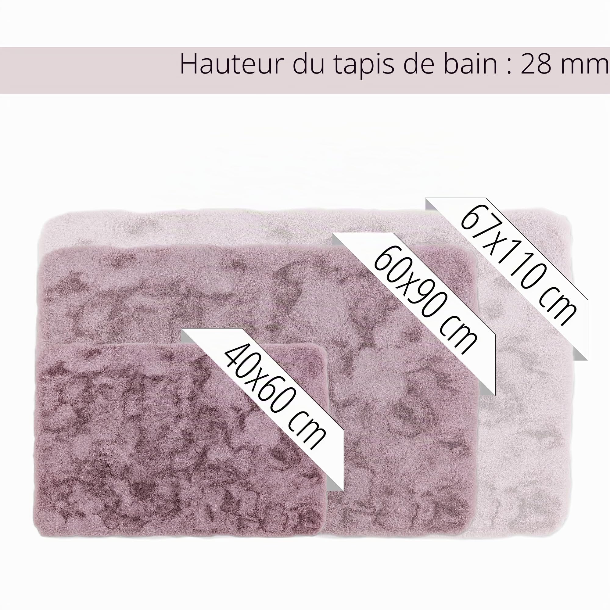 Schöner Wohnen Kollektion Tapis de Salle de Bain 60 x 90 cm - Tapis de Bain Rose très Moelleux - Lavable et antidérapant