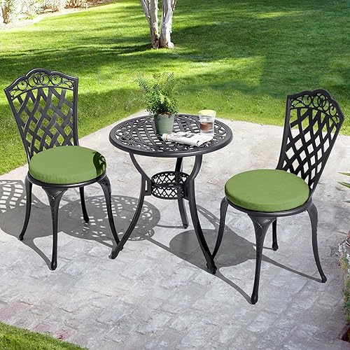 Miniatura 3 de NUU GARDEN - Juego de 3 piezas de bistró de aluminio fundido para patio, juego de mesa y sillas para exteriores, con agujero para sombrilla y