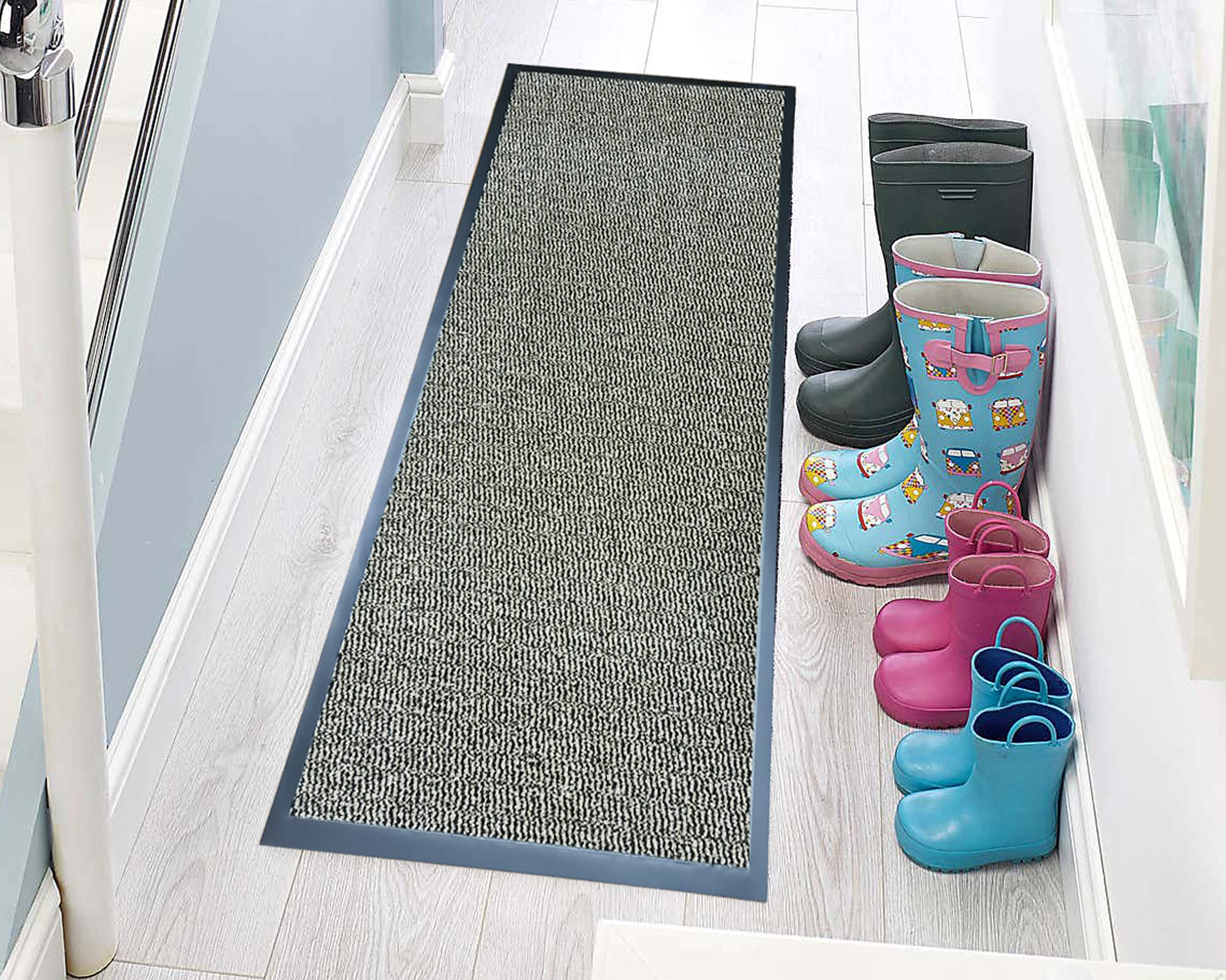 TrendMakers Hardwearing Heavy Duty PVC Edge Pile Top Rubber Barrier Mat Entrance Door Kitchen Floor Runners Mats Rugs | 50cm x 80cm | Light Beige | POLYPROPYLENE PILE โ image 1