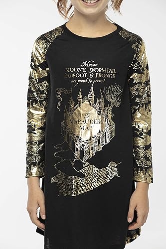 Miniatura 5 de INTIMO Camisón raglán de Harry Potter Marauders Map para niñas grandes (1012), Negro -