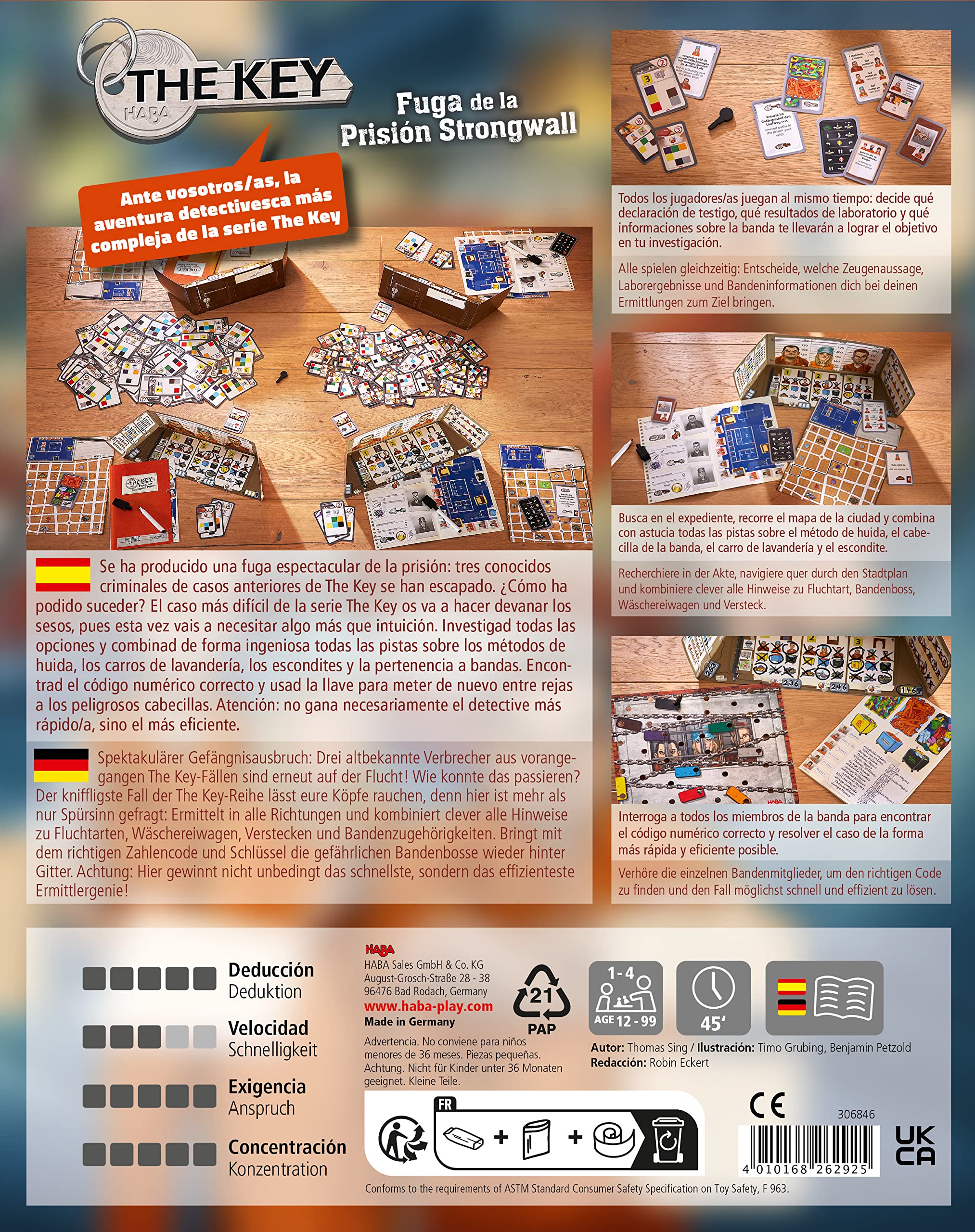 HABA 306846 - The Key – Fuga de la Prisión Strongwall, Juego de investigación Nivel Experto. Más 12 años