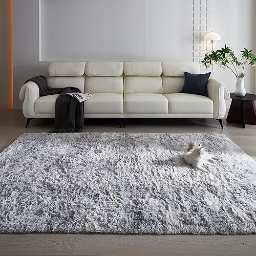 Miniatura 2 de Grozoken Alfombra suave de 3 x 5 pies, esponjosa, de felpa, antideslizante, para mesita de noche, dormitorio, suelo, interior, gris claro