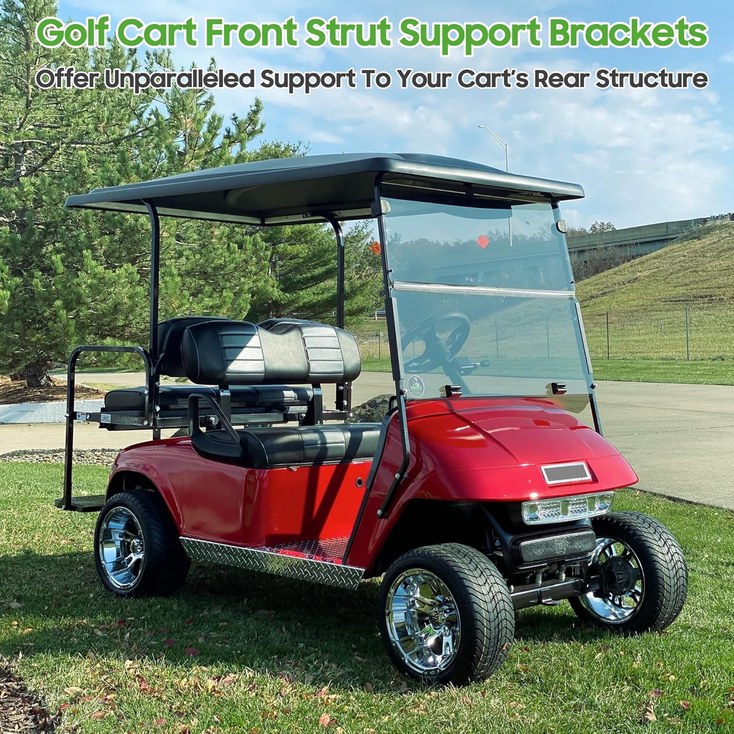 10L0L Golf Cart Front Strut Support Brackets with Steel Screw Bushings Repair Kit Compatible with EZGO, Heavy Duty Struts for EZGO Roof Tops