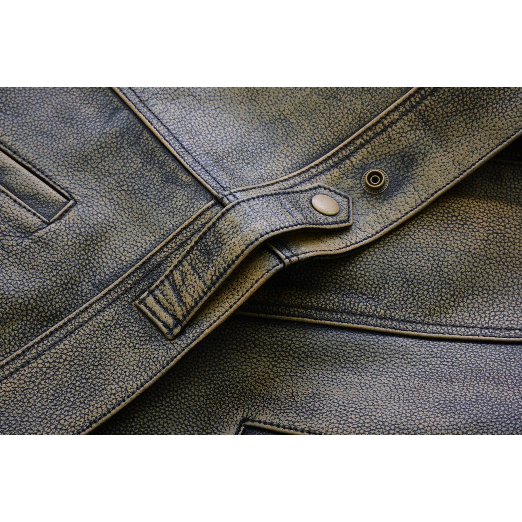 Leatherick Herren Top Grain Sons of Anarchy Distressed Biker Leder Weste – Vintage Motorrad Weste