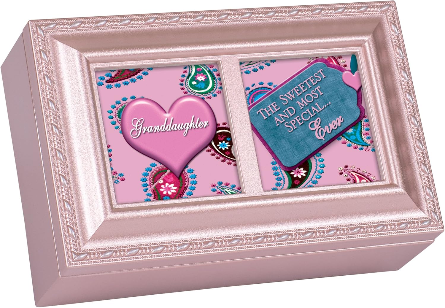Cottage Garden Granddaughter The Sweetest Matte Pink Jewelry Music Box Plays Light Up My Life