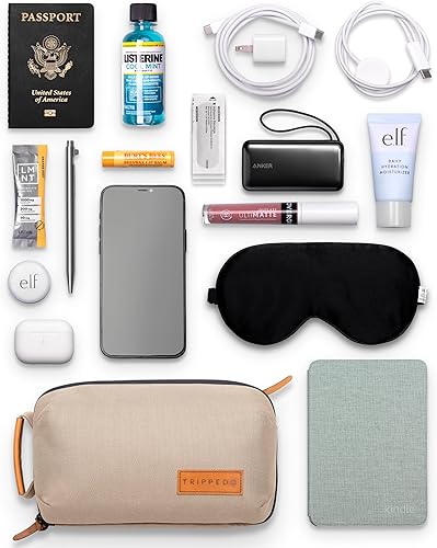 Miniatura 2 de Tech Bag Organizer - Pequeña bolsa organizadora de artículos electrónicos para viajes, funda de viaje premium con detalles de cuero, bolsillo de