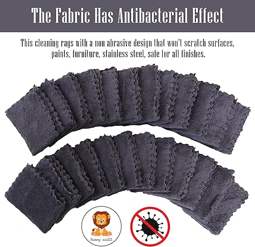 Miniatura 3 de Paquete de 24 paños de cocina, no desprende pelusa, toallas reutilizables sin olor, paños de cocina de alta calidad, paños de limpieza de forro