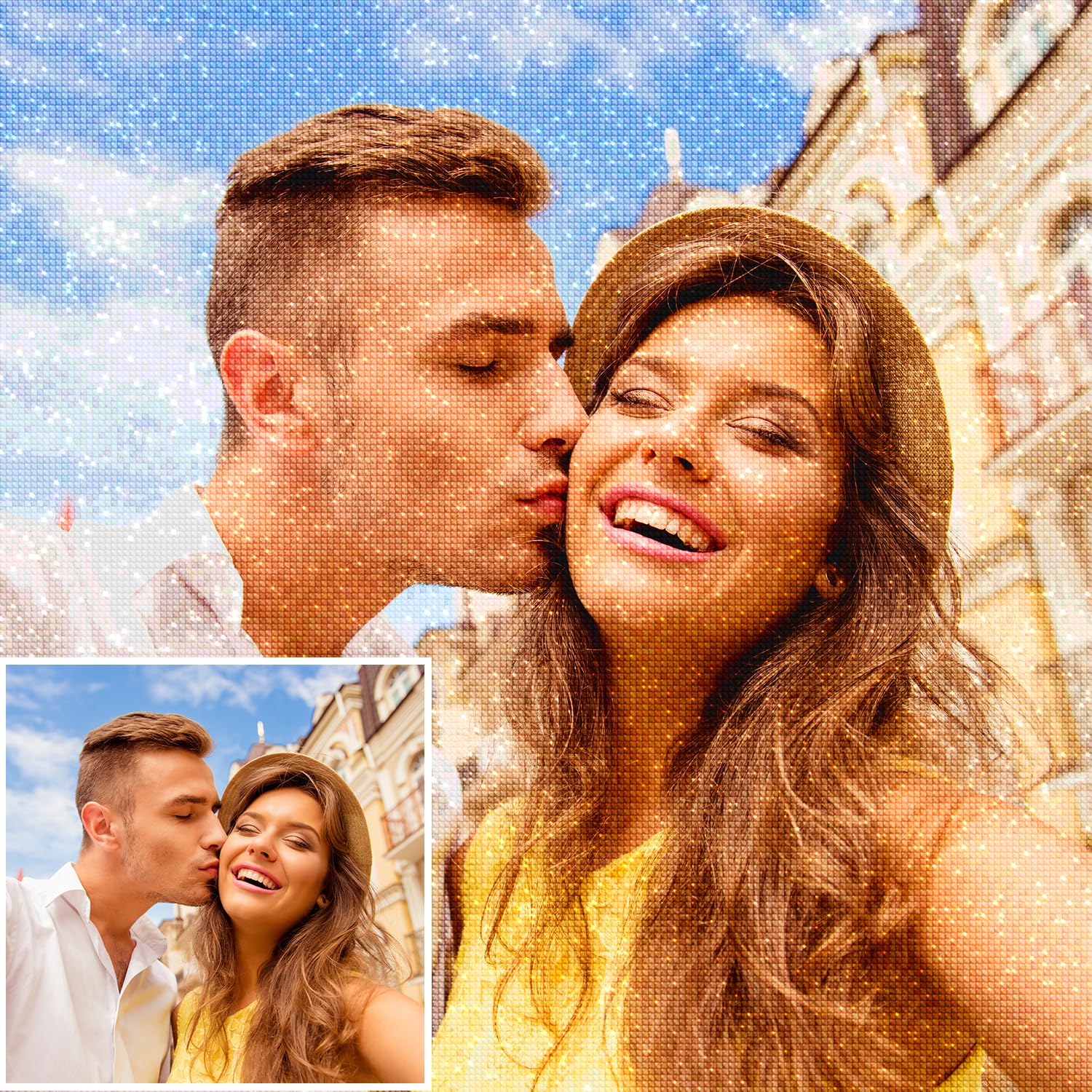 Diamond Painting Personalizado Foto, Cuadro Diamantes Personalizado, 5D DIY Pintura Diamante Personalizado Kit Completo Ilustraciones de Diamantes para Casa DecoracióN del Hogar, 30x30cm