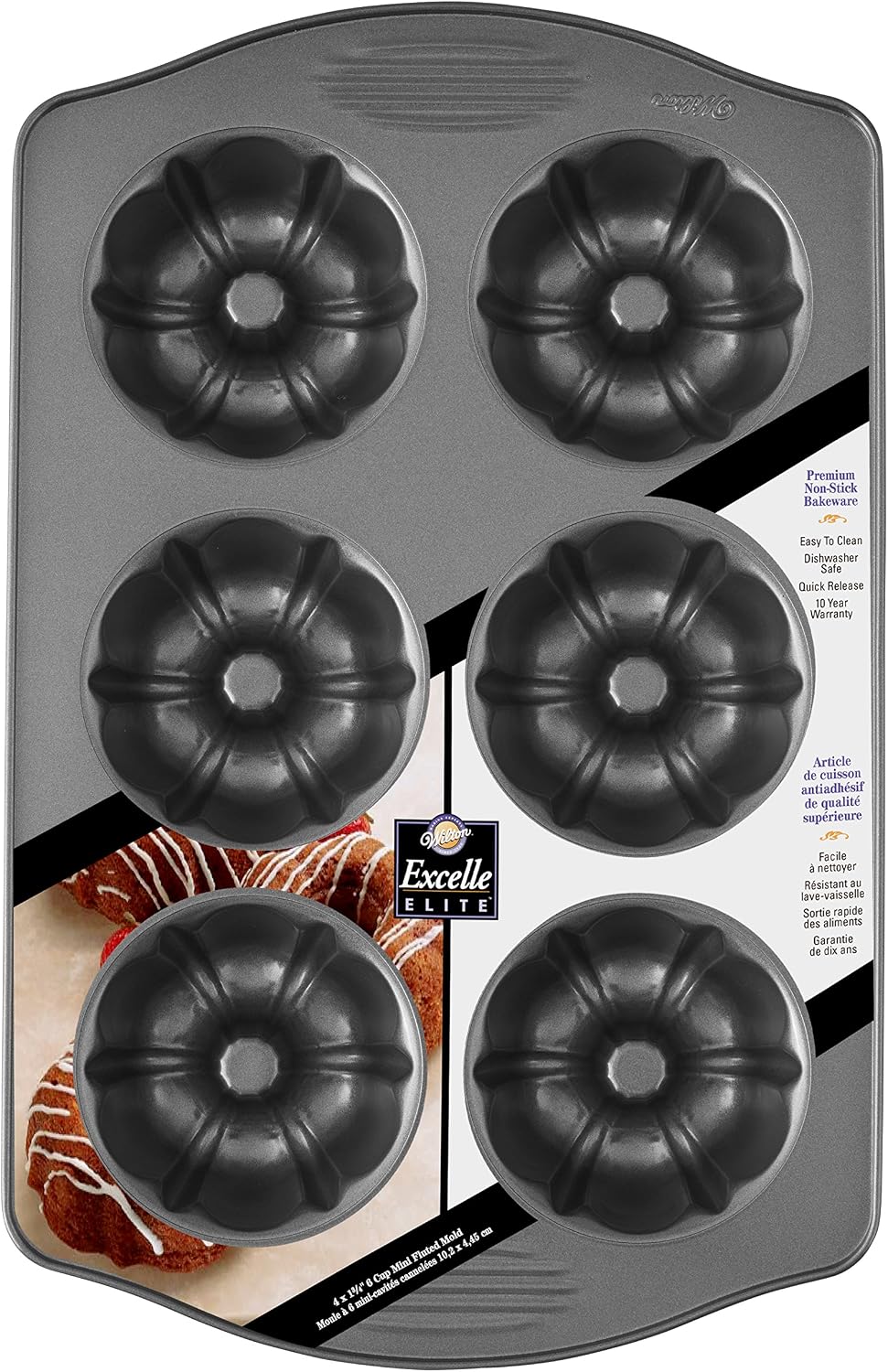 Wilton Excelle Elite Non-Stick 6-Cavity Mini Fluted Tube Baking Pan