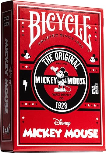Bicycle Disney Classic 1928 Mickey Mouse - Juego de cartas de dibujos animados, color rojo