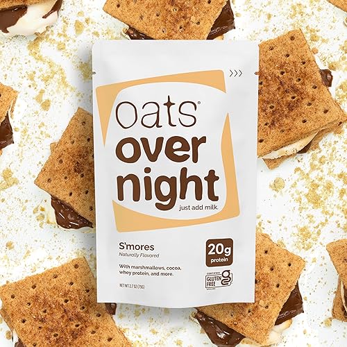Miniatura 6 de Oats Overnight Smores - Avena durante la noche con 0.78 oz de proteína, batido de proteína de desayuno alto en fibra, avena sin gluten, avena alta