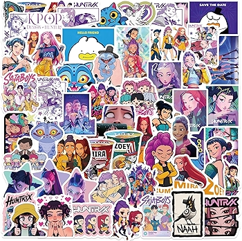 韩国女团贴纸60片套装，潮流电影乐队元素水杯、滑板、手机、吉他防水3D动漫贴纸