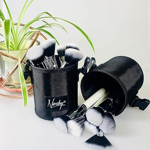 Miniatura 8 de Nanshy Soporte para brochas de maquillaje de viaje con tapa, grande, estuche para brochas de maquillaje para MUA - Bolsa organizadora de brochas de