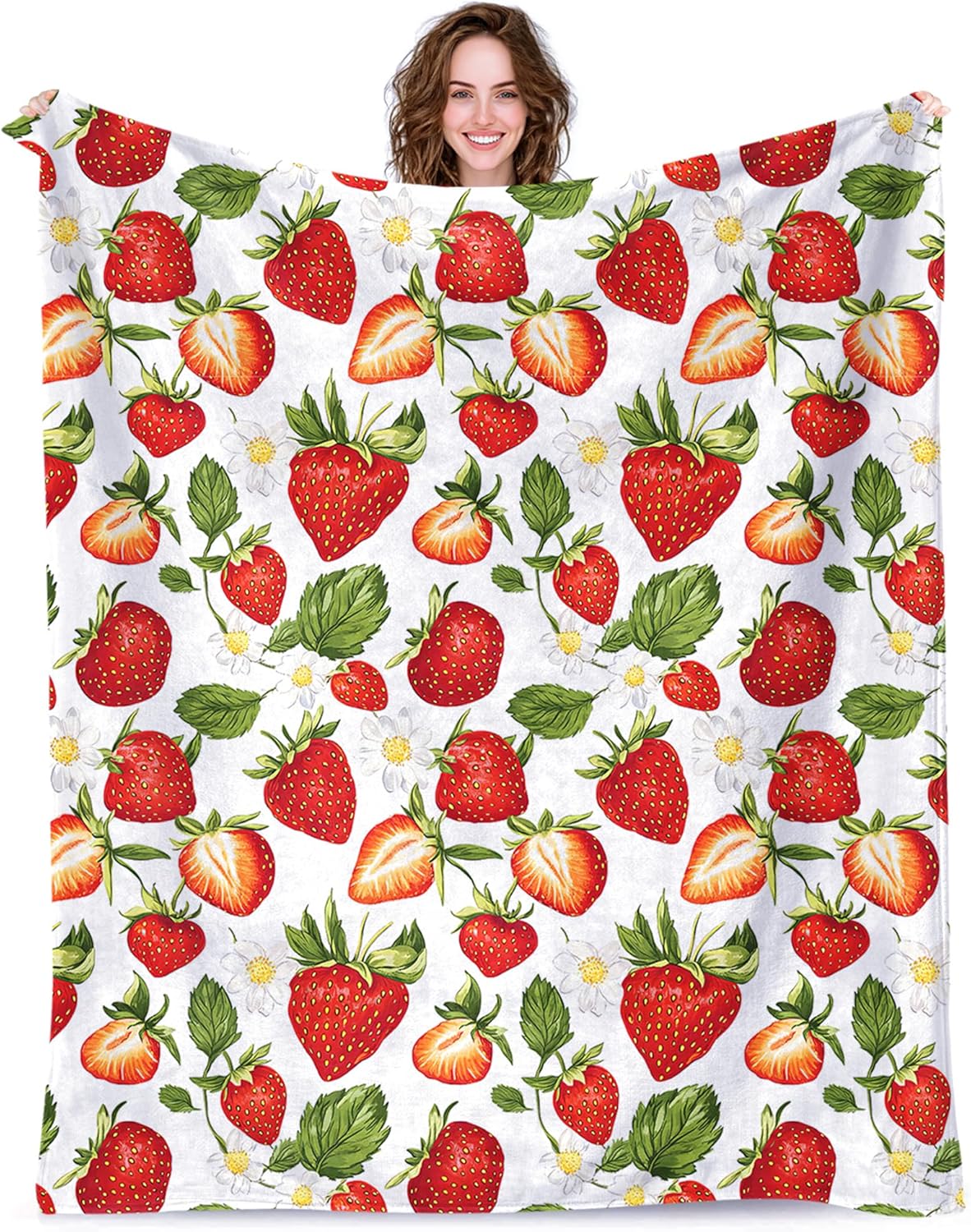 Strawberry Blanket Gifts for Women Girls Kids Adults, Super Soft Vintage Rustic Strawberry Stuff Blanket Gifts for Women, Warm Cozy Fuzzy Plush Fleece Flannel Blankets 50"x40" for Sofa Couch Bedding - Image 2