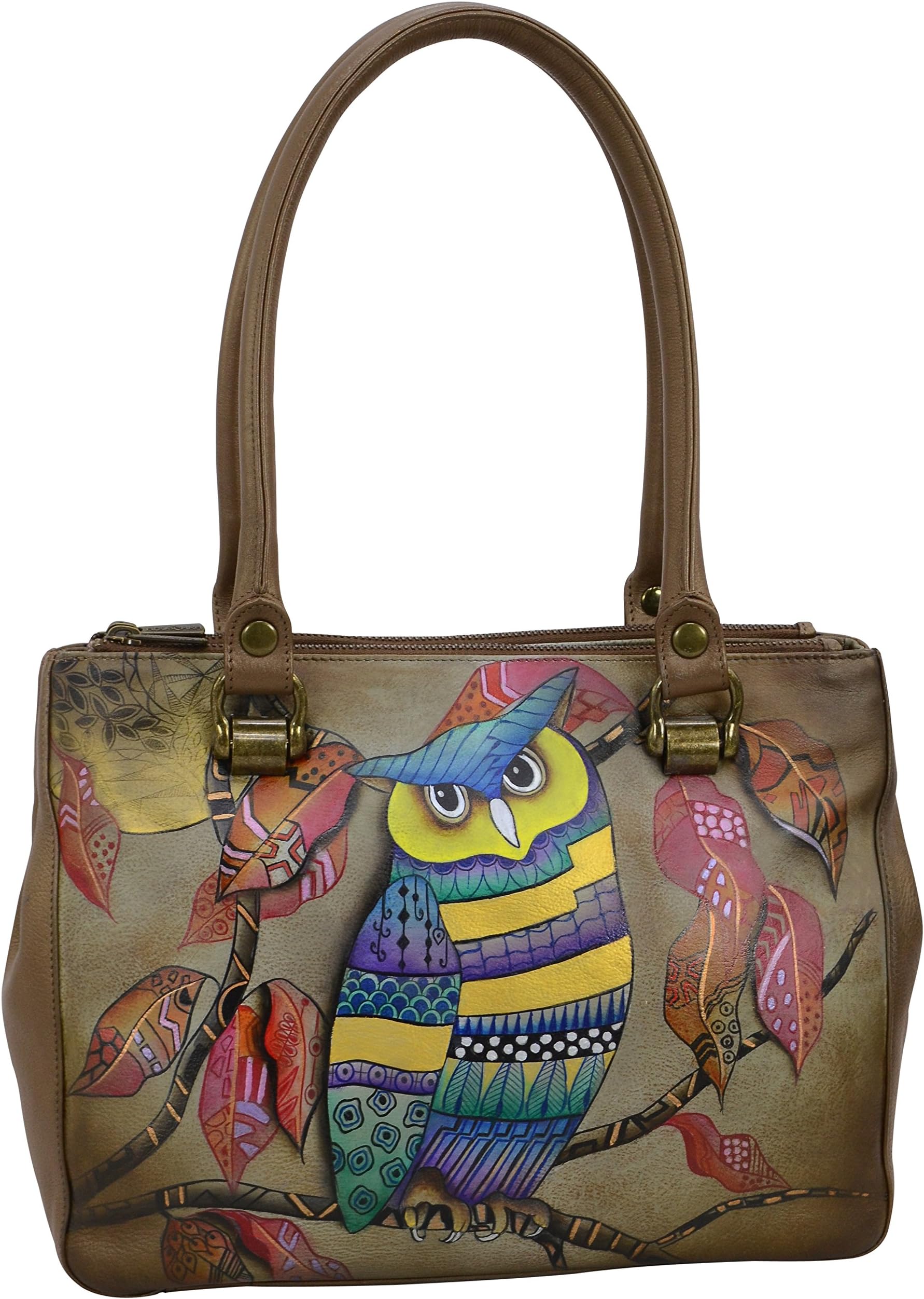 Anna by Anuschka Women's Anuschka Hand Painted Leather Women's Triple Compartment Medium Tote Anuschka Hand Painted Leather Women's Triple Compartment Medium Tote
