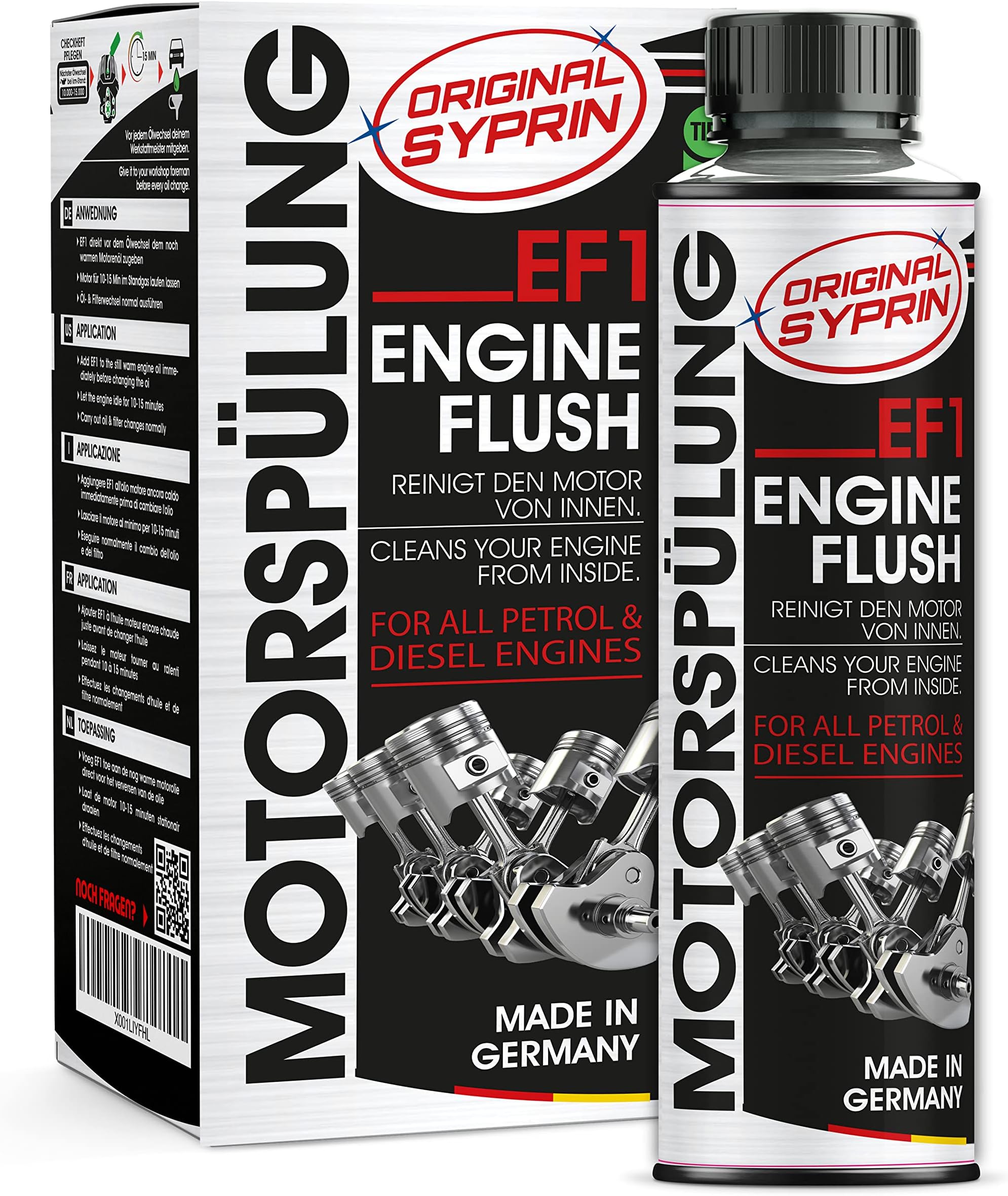 SYPRIN Engine oil flush - for diesel and fuel petrol engines motors systems I treatment cleaner degreaser I flushing additive - 250ml